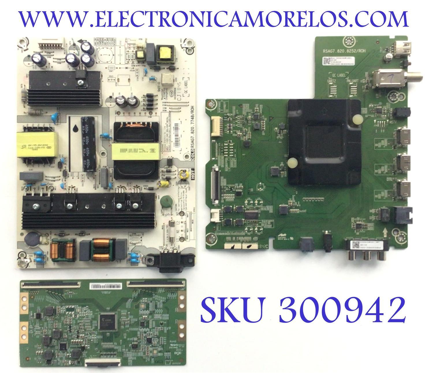 KIT DE TARJETAS PARA TV HISENSE / MAIN 232630 / RASG7.820.82552/ROH / 39632 / M18418902270N / M184189 / FUENTE 222684 / RSAG7.820.7748/ROH / HLL-4360WE / TJ084D18BE40V / T-CON 44-9771406O / 47-6021196 / JHD425S1U71\S0\FM\ROH / MODELO HU43A6100UWR